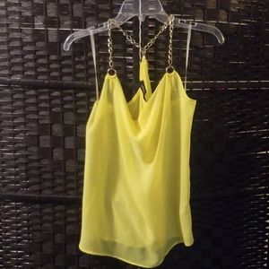 Yellow Halter with Gold Chain detail  (🛍 Pick 6/$36)